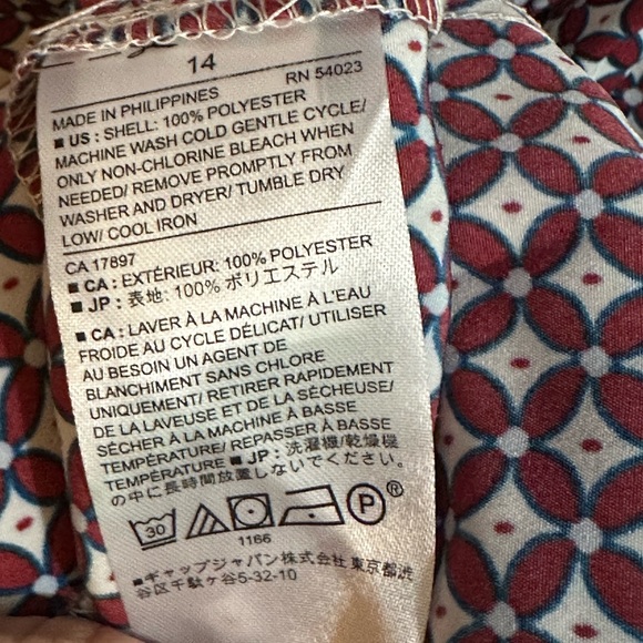 Banana Republic Red and Blue Geometric Dress 3/4 Length Sleeves SZ 14 - Picture 8 of 10